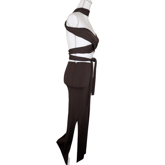 Aya Muse Sinu Cutout Halter Maxi Dress in Chocolate XS - Picture 5 of 11